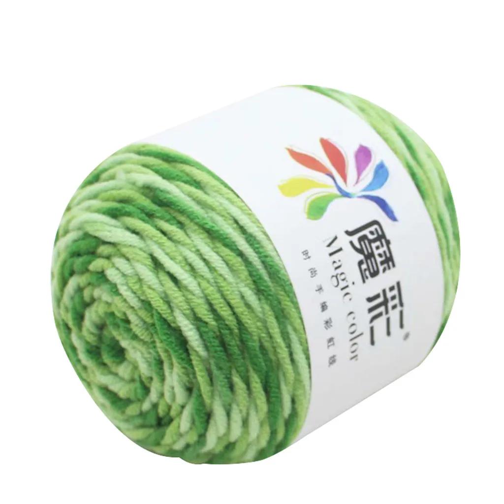 Fio de algodão tingido do arco-íris, camisola, chapéu, crochê, fios para tricô, bebê, 50g por rolo - Image 1