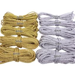 Diâmetro 3-5mm ouro prata cor fio de seda três fios de cabos torcidos corda diy artesanato artesanal descobertas acessórios - Image 2