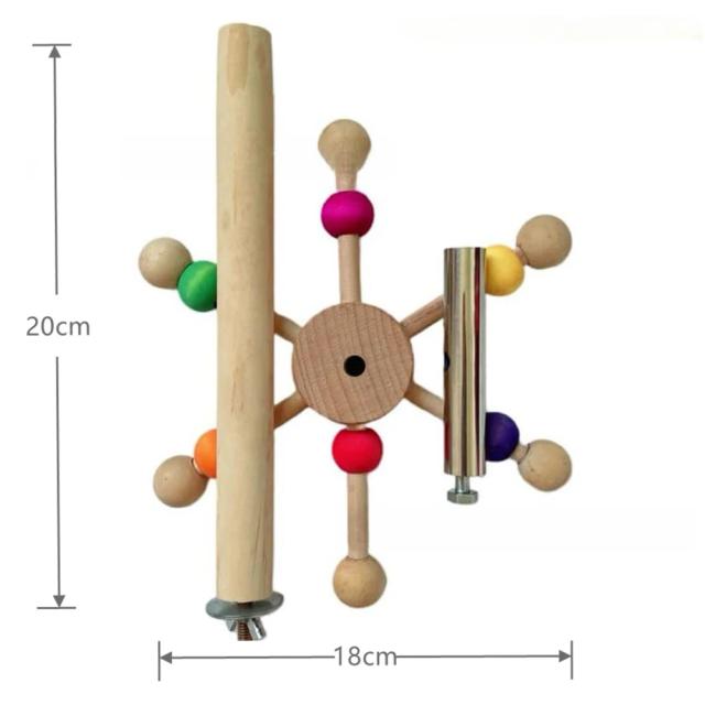 Brinquedo Interativo para Pássaros: Carrinho de Madeira com Bolas Giratórias para Forrageamento Colorido