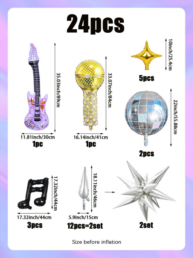 Balões para Festa de Guitarra Pop 24 Peças