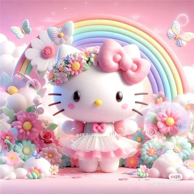 Sanrio-DIY Kit De Pintura De Diamante, Olá Kitty Cruz, Flor Bordada, Mosaico De Arte, Presente Artesanal, 5D - Image 1