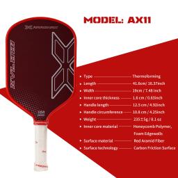 Unibody Raw Red Aramid Fiber Pickleball Paddle, USAPA Aprovado, termoformado, Spin Textured Surface, Borda de espuma - Image 5