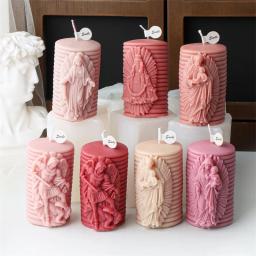 Molde de vela de silicone para artesanato DIY, moldes ovais com deusa anjo, figuras cristãs, cera de soja R, tema religioso - Image 1