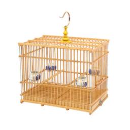 Gaiola quadrada de bambu para pássaro com queixo índigo e bambu - Image 2
