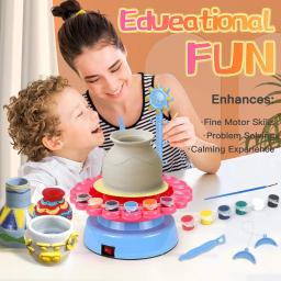 Kit Completo Roda de Cerâmica e Pintura para Iniciantes, Ferramentas de Modelagem e Escultura, Kits Artesanais para Crianças, Escola - Image 6