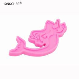 Espelho brilhante sereia resina epóxi jóias colar pingente molde de gotejamento diy bolo de chocolate sobremesa decoração moldes de silicone - Image 4