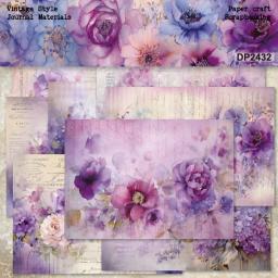 KLJUYP-Flor roxa Scrapbooking, Papel Modelado, Pacote de Cartas Extravagantes, Peso Leve Cartão de Papel Craft, Tamanho A5, 8 Folhas - Image 1