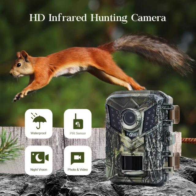 HD Mini Trail Camera para Game Hunting, Movimento Ativado com Visão Noturna IR, Video Cam à prova d'água para Scouting Wildlife e Hunti