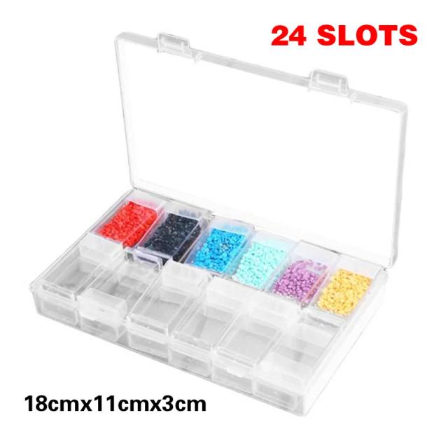Caixa de Armazenamento Portátil para Bordado e Pintura Diamante com Vários Slots para Organização de Materiais Artísticos