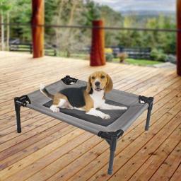 A cama elevada do cão levantou berços do animal de estimação para o cão pequeno portátil para interno e exterior com quadro durável respirável da malha - Image 5