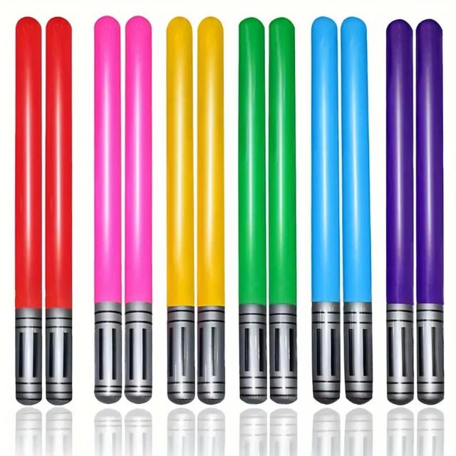 Conjunto Colorido de Espadas Infláveis e Balões Stick para Festas Temáticas e Cosplay - 12 Peças