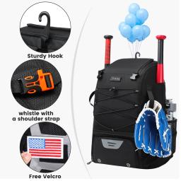 Bolsa para equipamentos de beisebol, mochila de beisebol com compartimento para sapatos, bolsa para taco de softball para jovens, mochila esportiva de beisebol de grande capacidade - Image 4