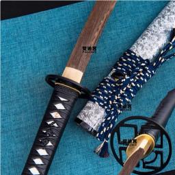 Espada samurai japonesa Katana Tachi, lâmina de madeira de wengué sólido de alta qualidade, acessórios de cobre/liga, não afiada - Image 5
