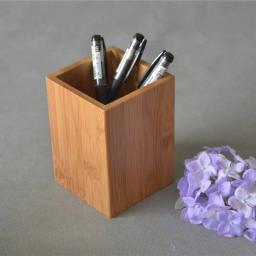 Bambu lápis de madeira titular, multi-uso lápis titular, mesa organizador, acessórios de escritório, 1pc - Image 2