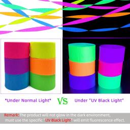 Adesivos de Festa Neon UV Glow in the Dark, Luz Negra Luminosa, Decoração Suspensa Brilhante, Casamento, Streamers de Aniversário, 4,5 cm, 25m - Image 3