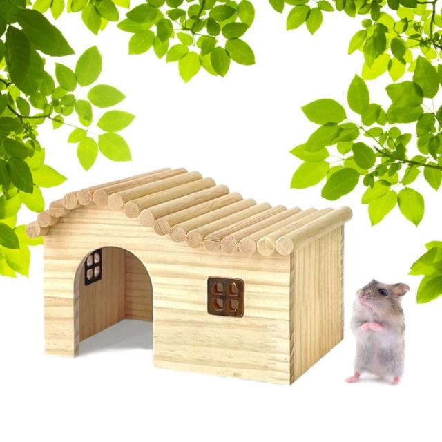 Casa aconchegante de madeira para hamsters e cobaias - ninho seguro e escondido para pets