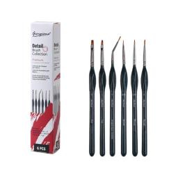 Conjunto pincéis pintura com detalhes profissionais, pincéis artísticos, fornecimento artesanato, 6 peças - Image 5