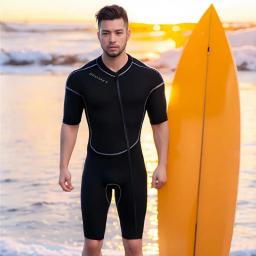 Fato de neoprene masculino, manga curta, zíper frontal, mergulho, surf, manter aquecido, novo, 1,5 m, 3m - Image 1