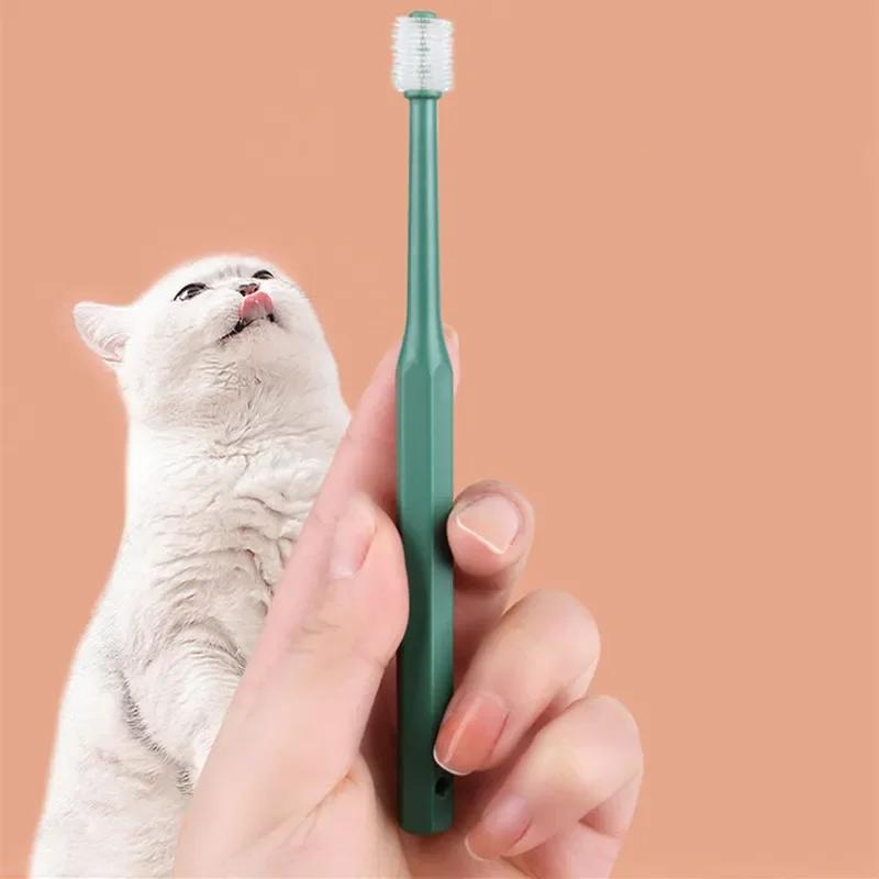 Escova de dentes macia do cabelo para gatos Escova de limpeza da boca Limpeza dos dentes do animal de estimação - Image 1