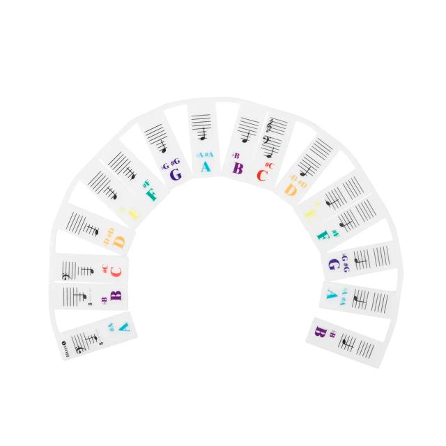 Etiquetas de Silicone Brancas para Teclados com 88 Teclas - Acessórios Musicais para Facilitar a Leitura de Notas