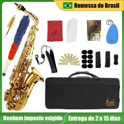 SLADE-Saxofone Alto com Case, Profissional Sax Eb, E Corpo Latão Plano, Instrumento de Sopros, Reed, Sax Peças e Acessórios - Image 2