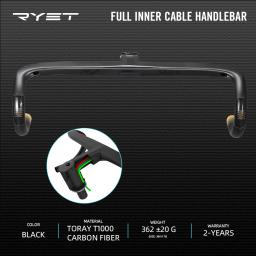 Ryet ergo ace roteamento de cabo interno completo guiador de bicicleta de estrada t800 guiador integrado de carbono di2 com suporte para computador de bicicleta - Image 2