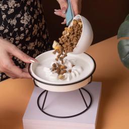 Cerâmica levantada Pet Bowl, Comida e água deleites para gatos e cães, Alimentação ao ar livre Suprimentos, Beber acessórios, Doggie Cat Stand Bowl - Image 3