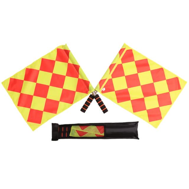 Conjunto de 2 Bandeiras de Arbitragem para Futebol - Pequenas e Quadradas, Equipamento Ideal para Iniciar o Jogo