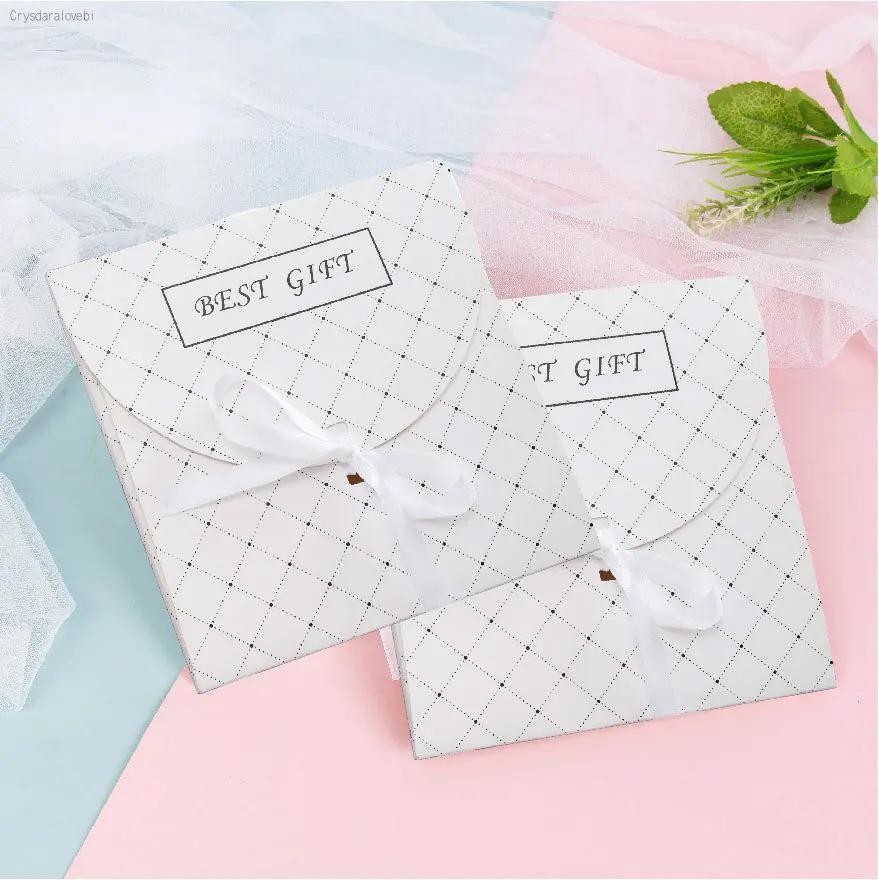 10 caixas grande lenço de seda kraft presente caixa de papel branco cartão envelope caixa de embalagem com fita para foto caixa de embalagem - Image 1