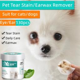 Gatos ou cães olhos/orelhas aloe remover manchas de lágrima toalhetes pet rasgo limpeza tecido toalhas de papel para animais de estimação olho toalhetes molhados limpo suprimentos - Image 1