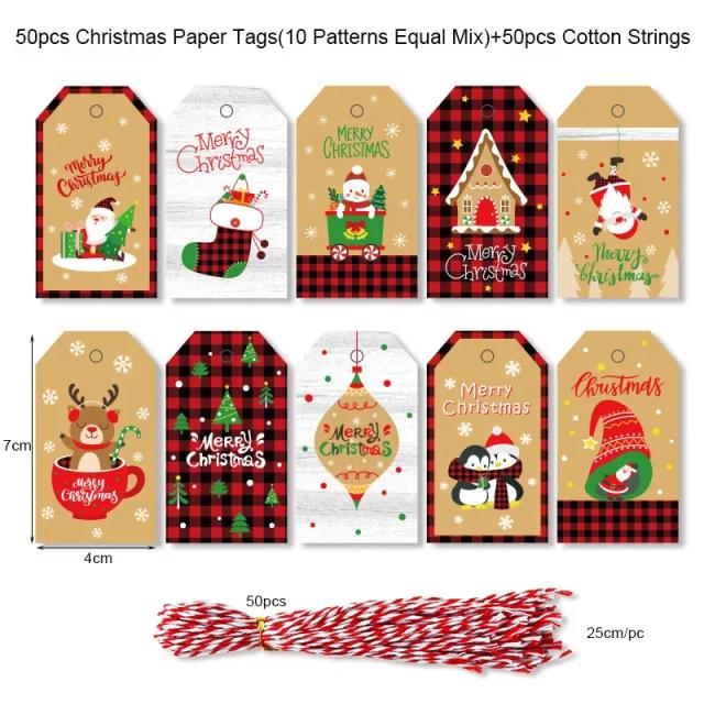Feliz Natal: 50 Etiquetas Kraft para Presentes e Decoração de Festa DIY com Papai Noel