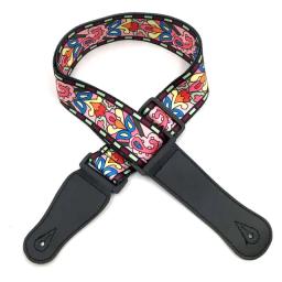 Correia de guitarra macia impressa, Nylon ajustável alargamento, espessamento para baixo elétrico acústico, padrão único, multi cor - Image 5