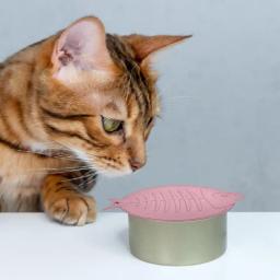 Pode Cobrir Comida De Gato Peixe Em Forma De Osso Comida De Gato Pode Cobrir De Forma De Peixe Silicone Pode Tampas De Tampas Para Comida De Cachorro E Gato - Image 1