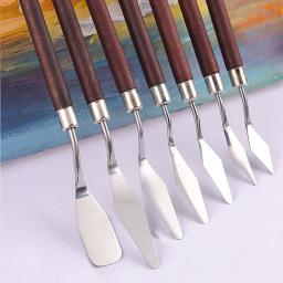 Aço inoxidável pintura a óleo faca, raspador de arte, acrílico pigmento guache, cor mistura espátula, óleo pastel rodo, arte suprimentos - Image 1