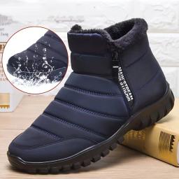 Tênis masculinos de algodão quente com zíper botas de tornozelo de neve, sapatos casuais sapatos de grife botas de neve à prova dwaterproof água sapato frete grátis - Image 4