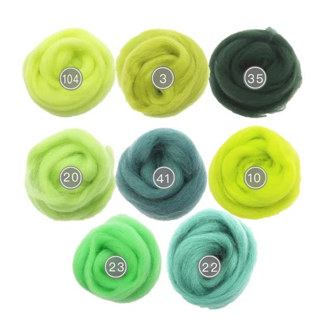 Flor de Fibra de Lã e Roving Animal para Feltragem, Fio para Artesanato em 8 Cores Vibrantes