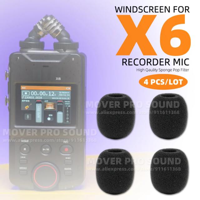 Pára-brisas Pop para Microfone - Filtro Antipop e Protetor Dustproof em Espuma para Gravadores TASCAM X6 (Conjunto com 4 Peças)