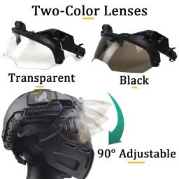 Capacete Airsoft com Conjunto de Óculos de Proteção e Visor Conjunto de Proteção Militar de Paintball Visor 90°Ajustável Para caça ao ar livre, CQB Tiroteio, BBS - Image 2