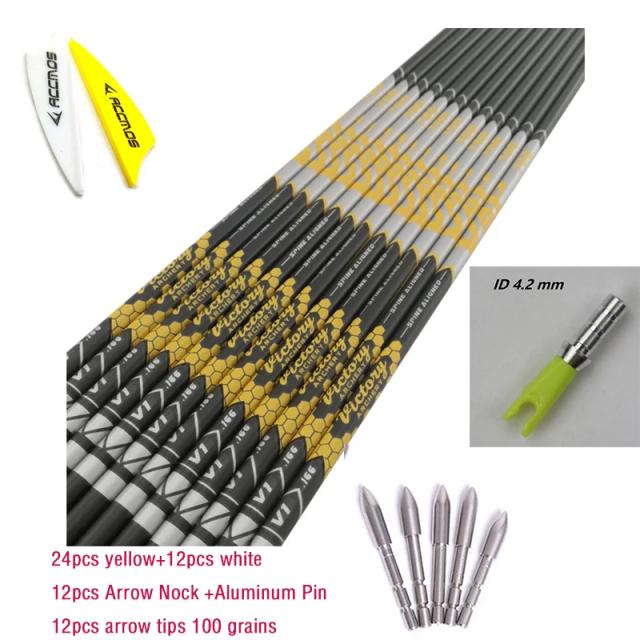 Flecha de Carbono para Arco Recurvo - Spine 350-800 - 12 Unidades