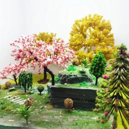 Criativo diy modelo trem artificial em miniatura árvore cenário ferroviário decoração construção paisagem acessórios brinquedos para crianças - Image 3
