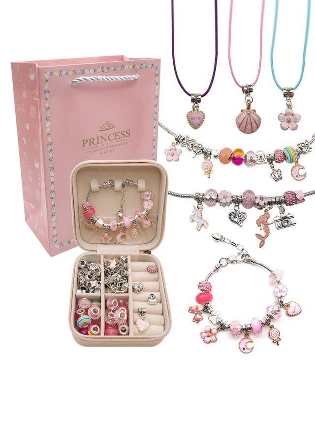 Kit de Montagem de Pulseiras de Charme para Crianças com 66 Peças: Contas de Jóias para Artesanato DIY e Criação divertida para Meninas