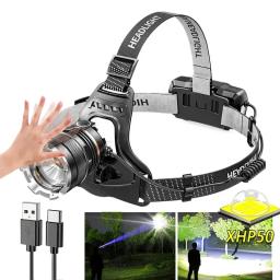 Lanterna Montada na Cabeça Recarregável, LED Forte, Ultra Brilhante, Zoom de Indução, Impermeável, Acampamento Ao Ar Livre, Farol De Caminhada - Image 1