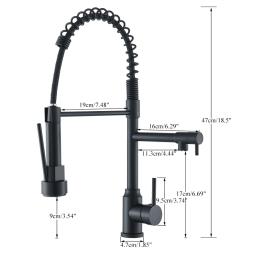 Torneira de pia de cozinha gourmet em aço inoxidável, Pull Down Misturador de água quente e fria, Torneira de guindaste com bico duplo - Image 4