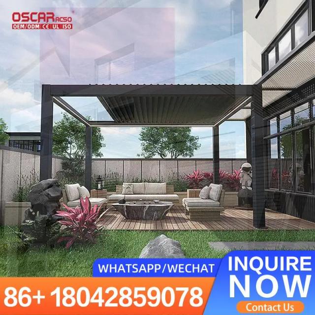 Gazebo retrátil alumínio 12x16 persianas bioclimáticas pérgola personalizada à prova d'água