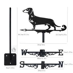 Metal Animal Dachshund Weather Vane, Decoração em pé, Roof WeatherVane, Decoração de jardim, Shed Home Fence Post, Novo - Image 2