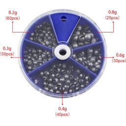 205 pçs pesos de pesca chumbadas kit chumbo split shot linha de pesca chumbadas 5 tamanhos removível ovo chumbo variedade acessórios - Image 3