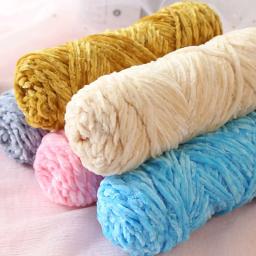 Fio de veludo macio para malha manual, Chenille de algodão misturado, Fio para tricô de crochê, Fio para lenço grosso, DIY, 100g por rolo - Image 4