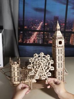3d quebra-cabeça de madeira big ben modelo kits relógio de mesa diy blocos de construção presente criativo decoração para casa para a família presente de natal exclusivo - Image 4