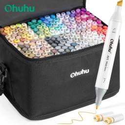 Ohuhu Oahu Marcador Pen Set, Álcool Art Markers, pontas duplas, sentiu Pen, esboçar, desenho, Graffiti, Manga, Art Supplies Escolar, 200 cores - Image 1