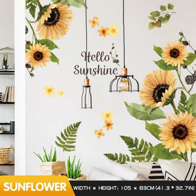 Adesivos de Parede Autoadesivos com Flores e Plantas para Decoração da Sala de Estar, Quarto e Roupeiro